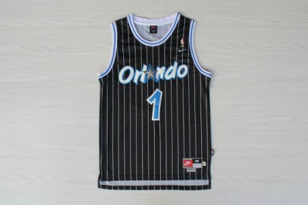 Maillot De Basket Orlando Magic Anfernee Hardaway 1 Engrener Stripe Noir